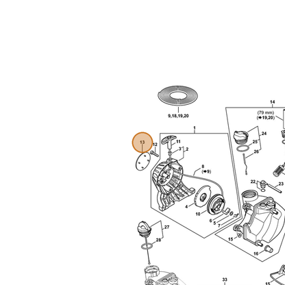 STIHL part 4280-967-1500 — IPL diagram snippet (6x zoom, amber highlight)