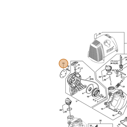 STIHL part 4280-967-1505 — IPL diagram snippet (6x zoom, amber highlight)