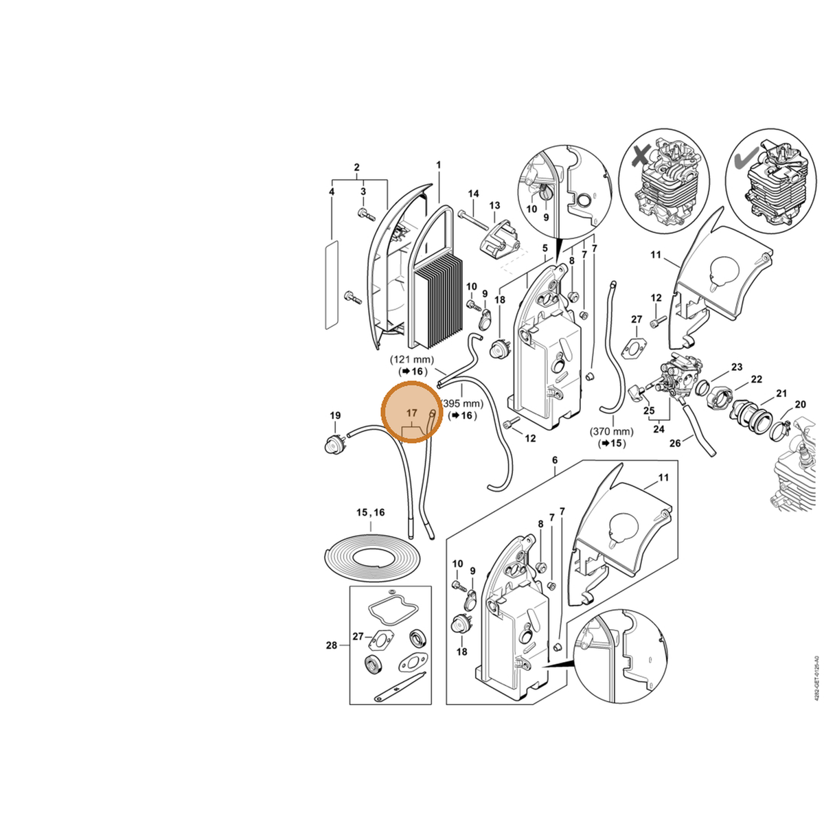 STIHL part 4282-007-1014 — IPL diagram snippet (6x zoom, amber highlight)