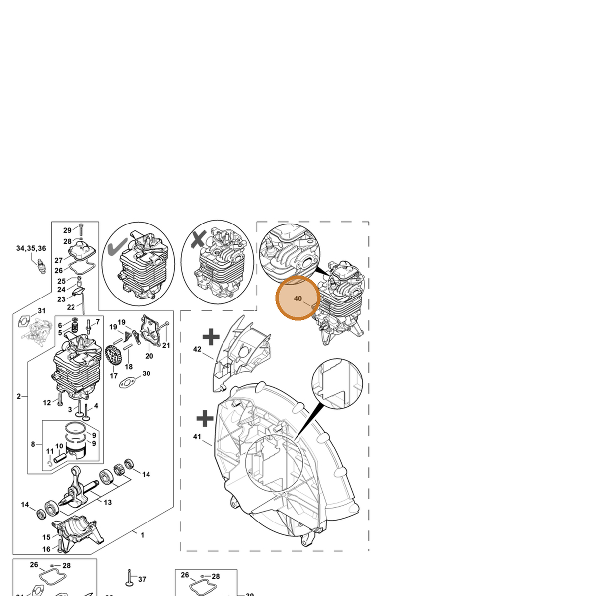 STIHL part 4282-020-0203 — IPL diagram snippet (6x zoom, amber highlight)