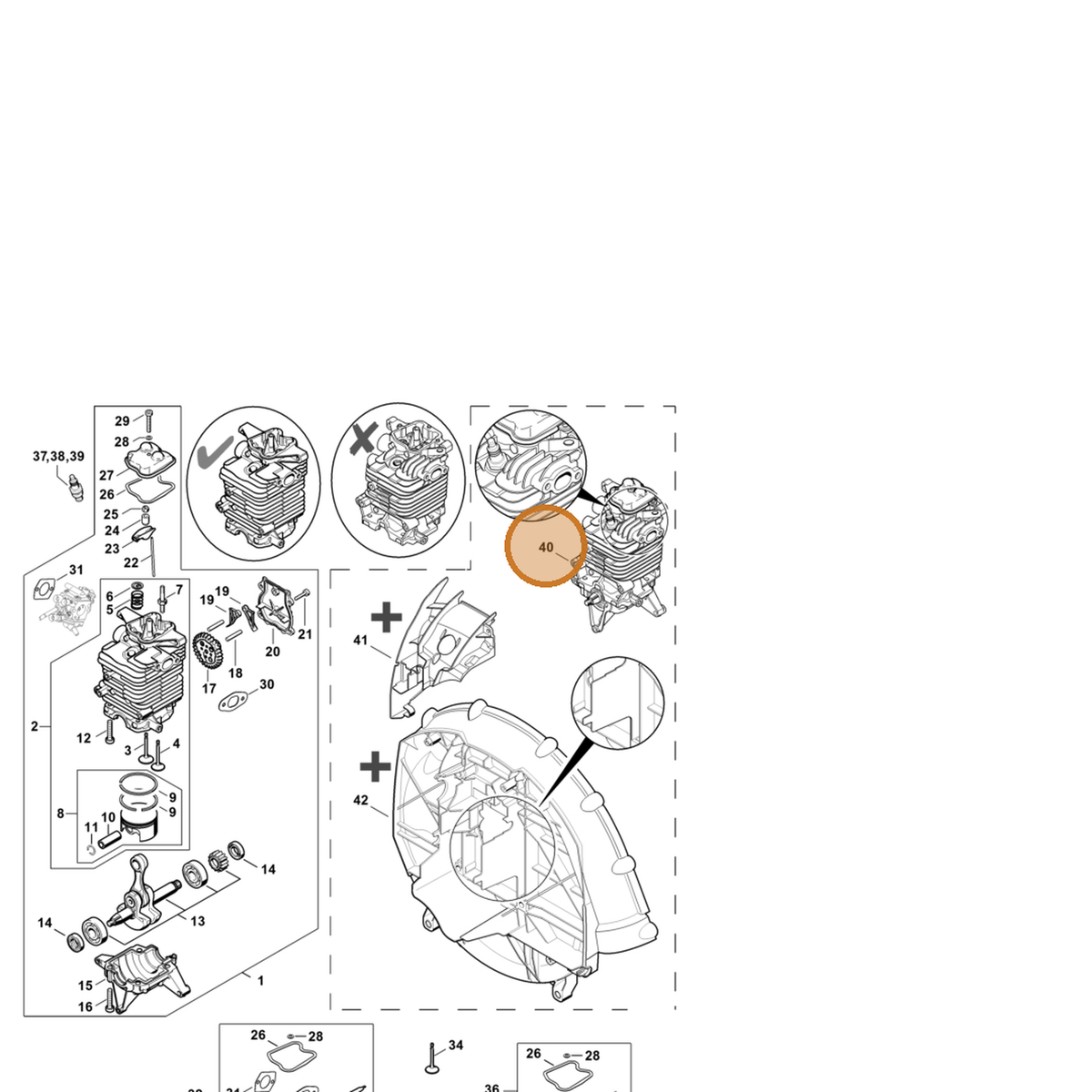 STIHL part 4282-020-0204 — IPL diagram snippet (6x zoom, amber highlight)