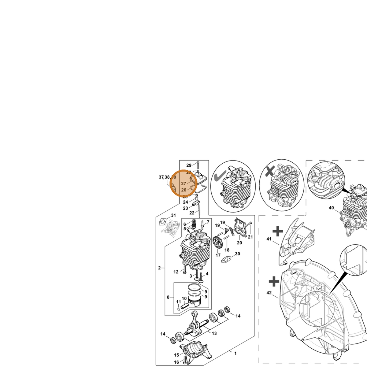 STIHL part 4282-025-1101 — IPL diagram snippet (6x zoom, amber highlight)