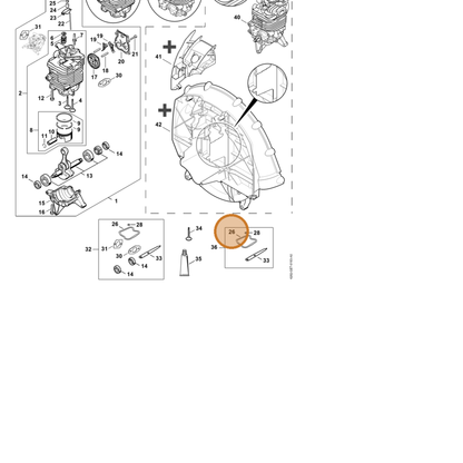 STIHL part 4282-029-0500 — IPL diagram snippet (6x zoom, amber highlight)