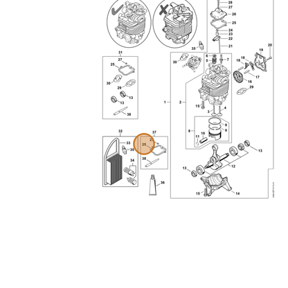 STIHL part 4282-029-0501 — IPL diagram snippet (6x zoom, amber highlight)