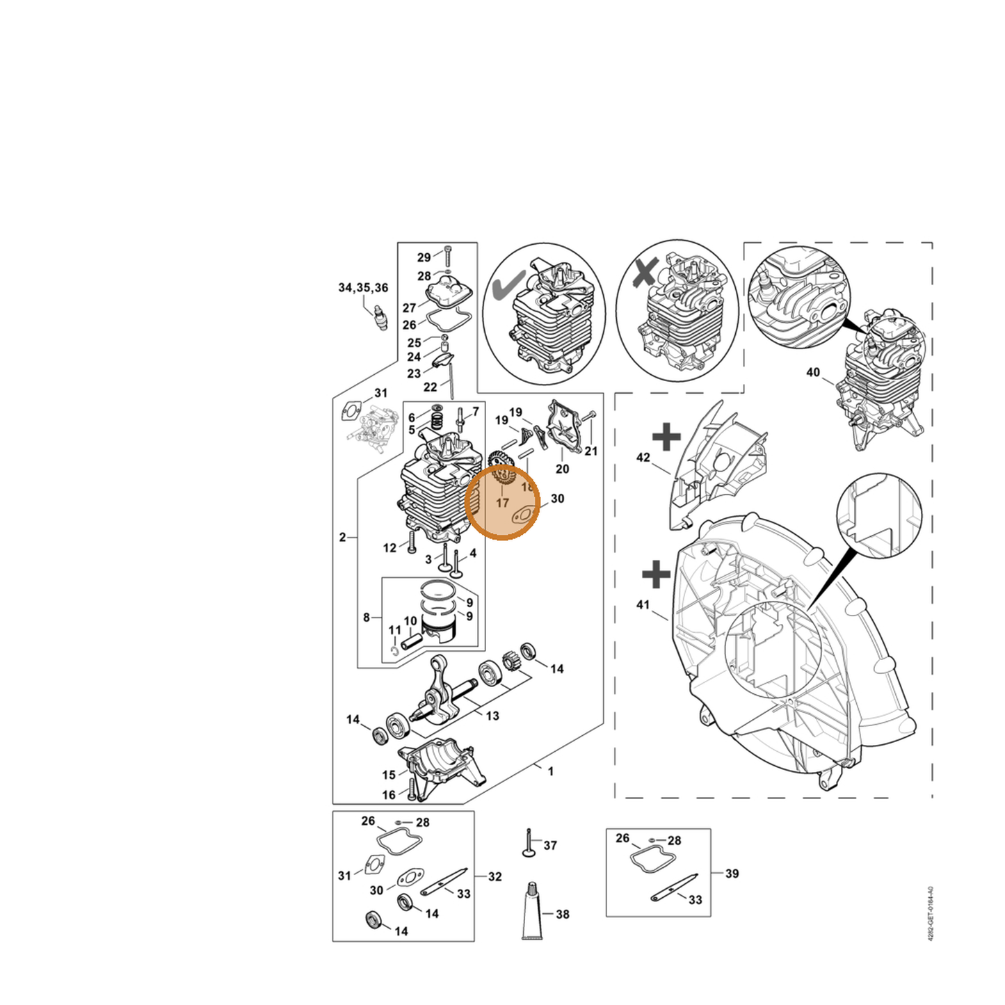 STIHL part 4282-030-1801 — IPL diagram snippet (6x zoom, amber highlight)