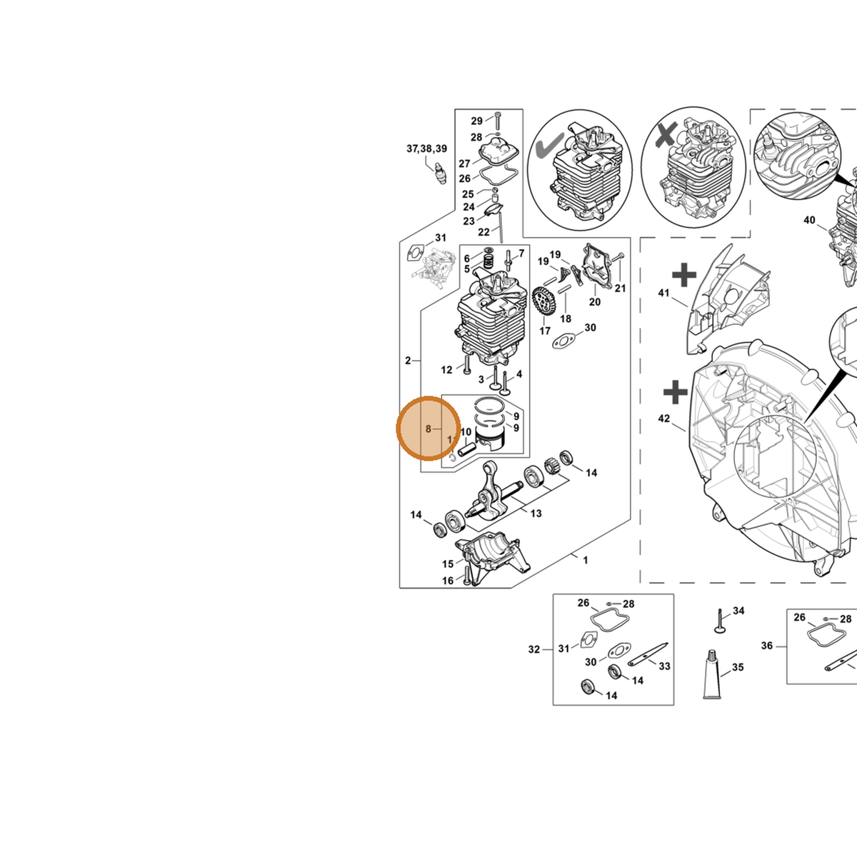 STIHL part 4282-030-2005 — IPL diagram snippet (6x zoom, amber highlight)