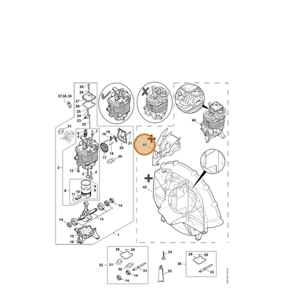 STIHL part 4282-087-3002 — IPL diagram snippet (6x zoom, amber highlight)