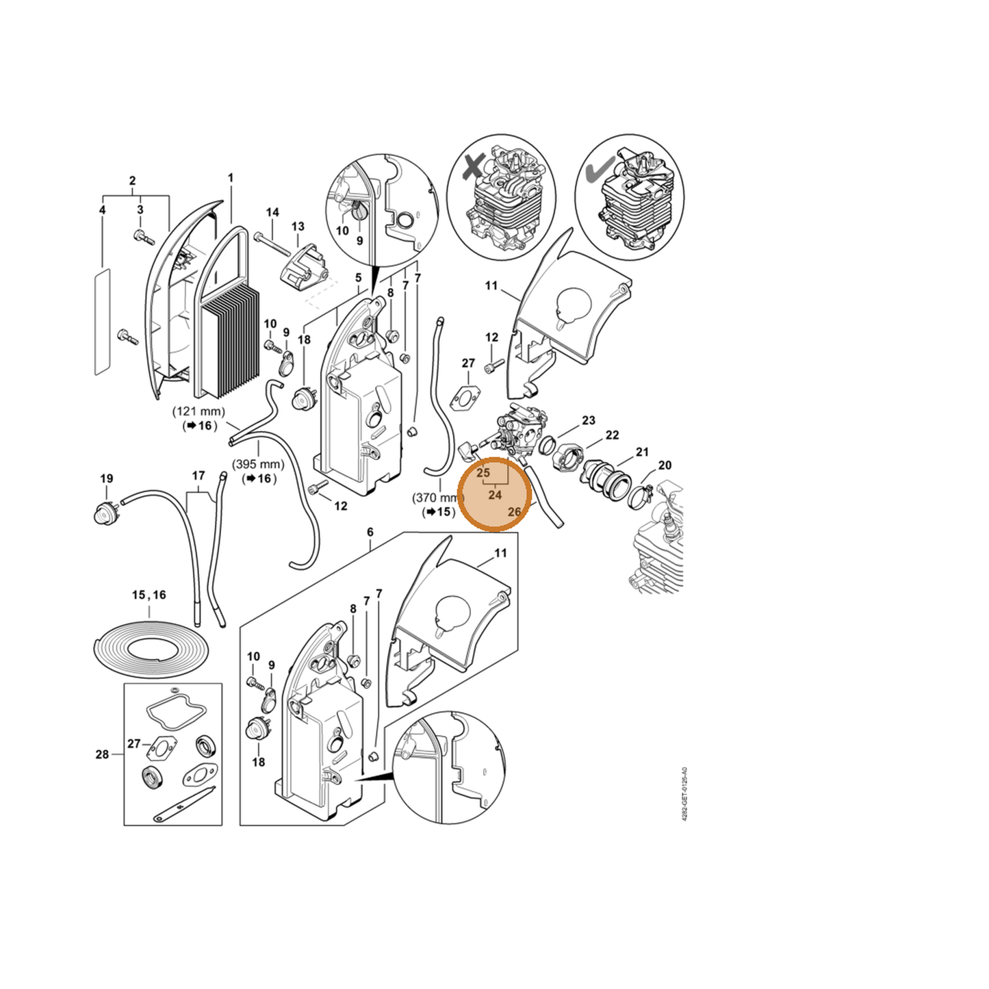 STIHL part 4282-120-0612 — IPL diagram snippet (6x zoom, amber highlight)