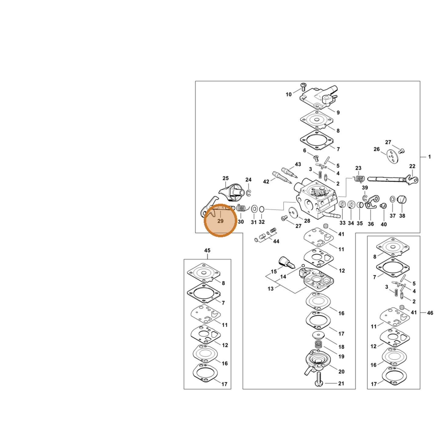STIHL part 4282-120-7100 — IPL diagram snippet (6x zoom, amber highlight)