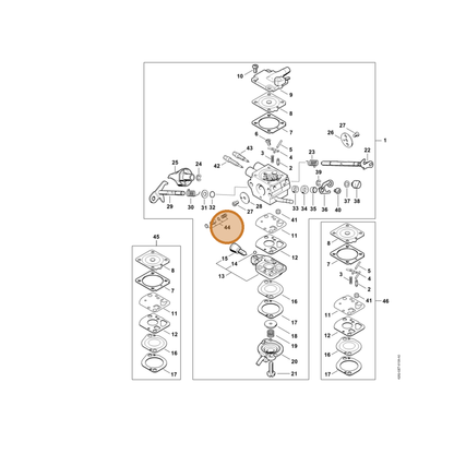 STIHL part 4282-120-9702 — IPL diagram snippet (6x zoom, amber highlight)