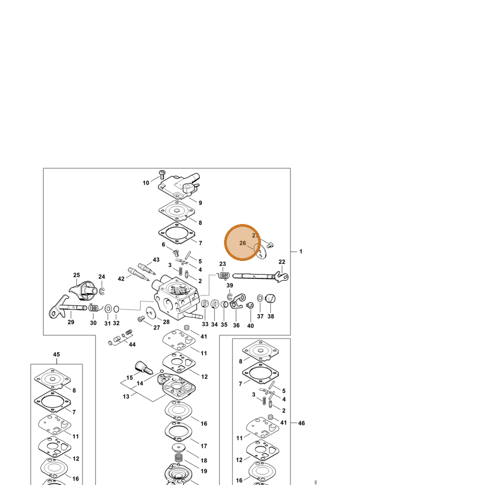 STIHL part 4282-121-2900 — IPL diagram snippet (6x zoom, amber highlight)