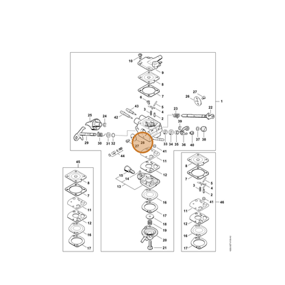 STIHL part 4282-121-3300 — IPL diagram snippet (6x zoom, amber highlight)