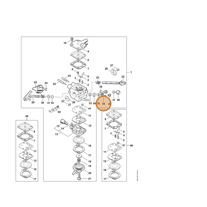 STIHL part 4282-121-3500 — IPL diagram snippet (6x zoom, amber highlight)