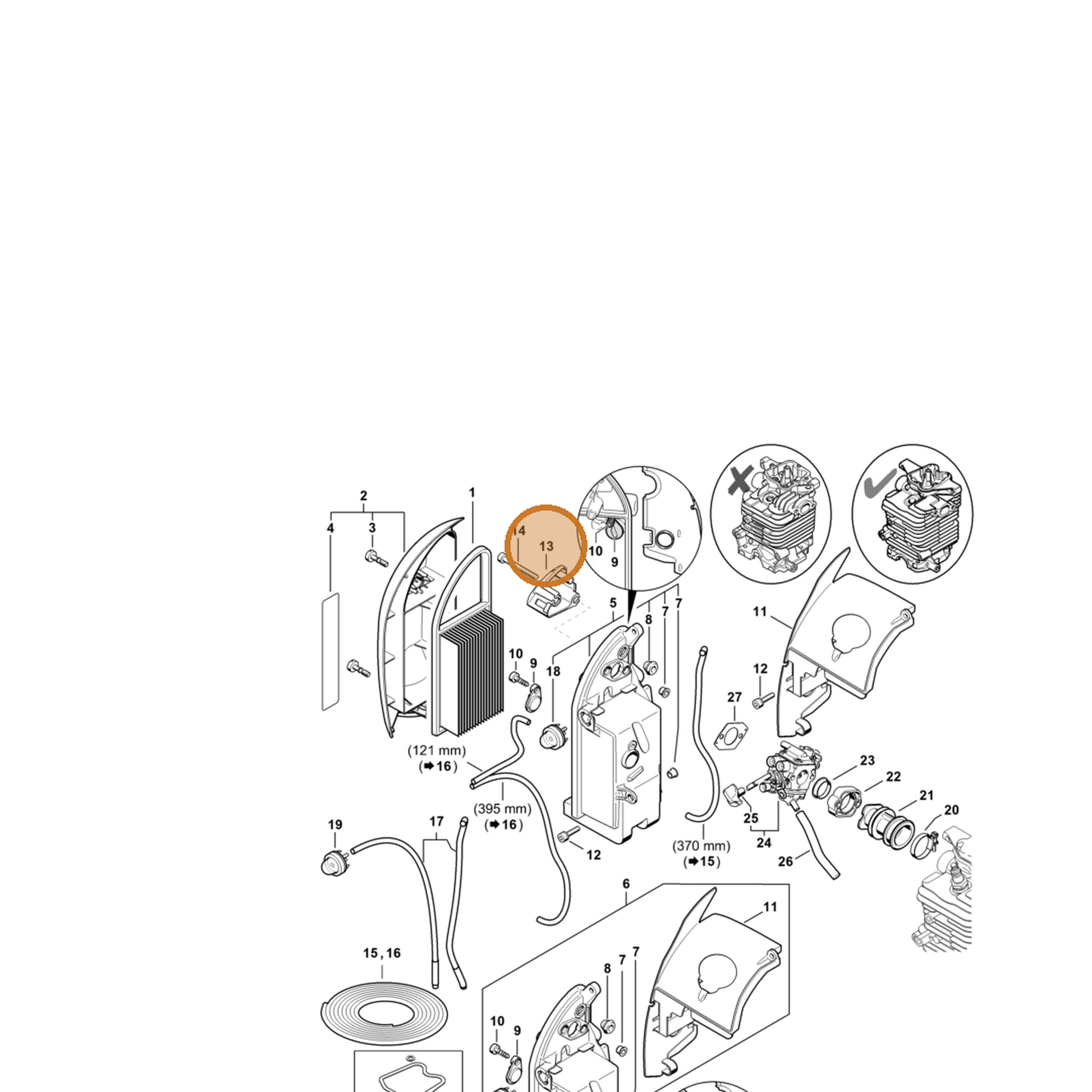 STIHL part 4282-121-6900 — IPL diagram snippet (6x zoom, amber highlight)