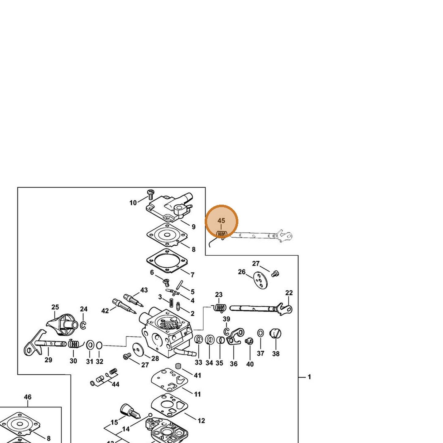STIHL part 4282-122-3002 — IPL diagram snippet (6x zoom, amber highlight)