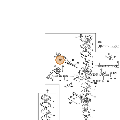 STIHL part 4282-122-6702 — IPL diagram snippet (6x zoom, amber highlight)