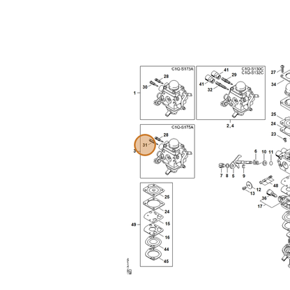 STIHL part 4282-122-6801 — IPL diagram snippet (6x zoom, amber highlight)