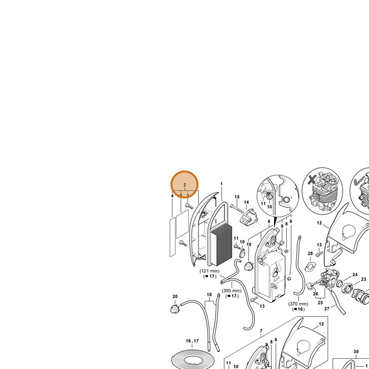 STIHL part 4282-140-1002 — IPL diagram snippet (6x zoom, amber highlight)