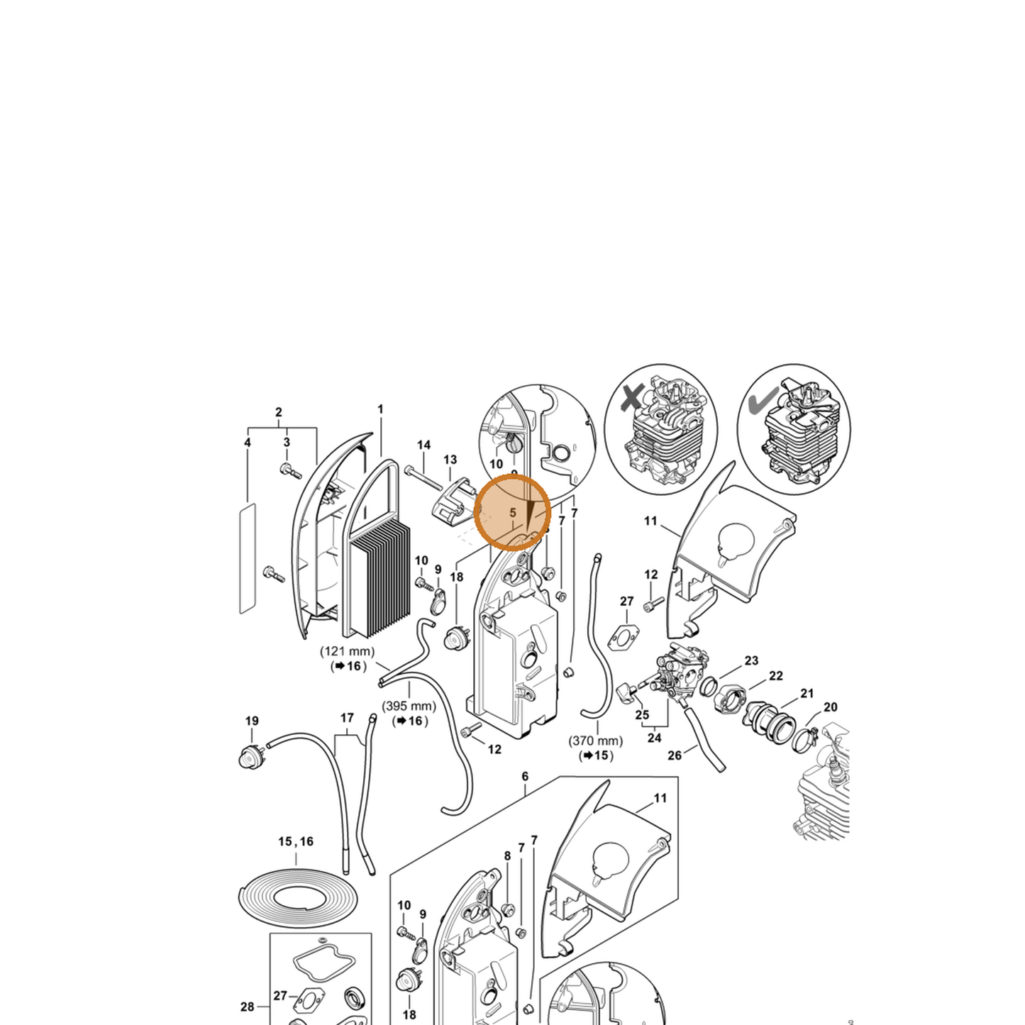 STIHL part 4282-140-2850 — IPL diagram snippet (6x zoom, amber highlight)
