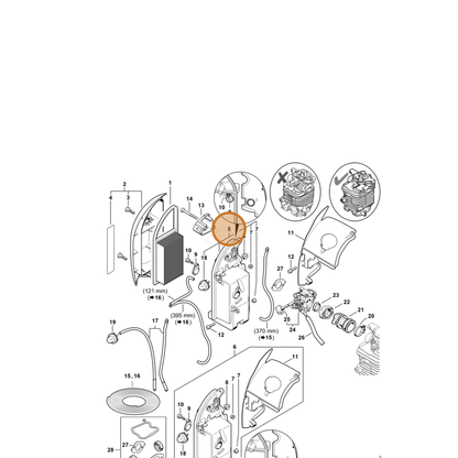 STIHL part 4282-140-2850 — IPL diagram snippet (6x zoom, amber highlight)