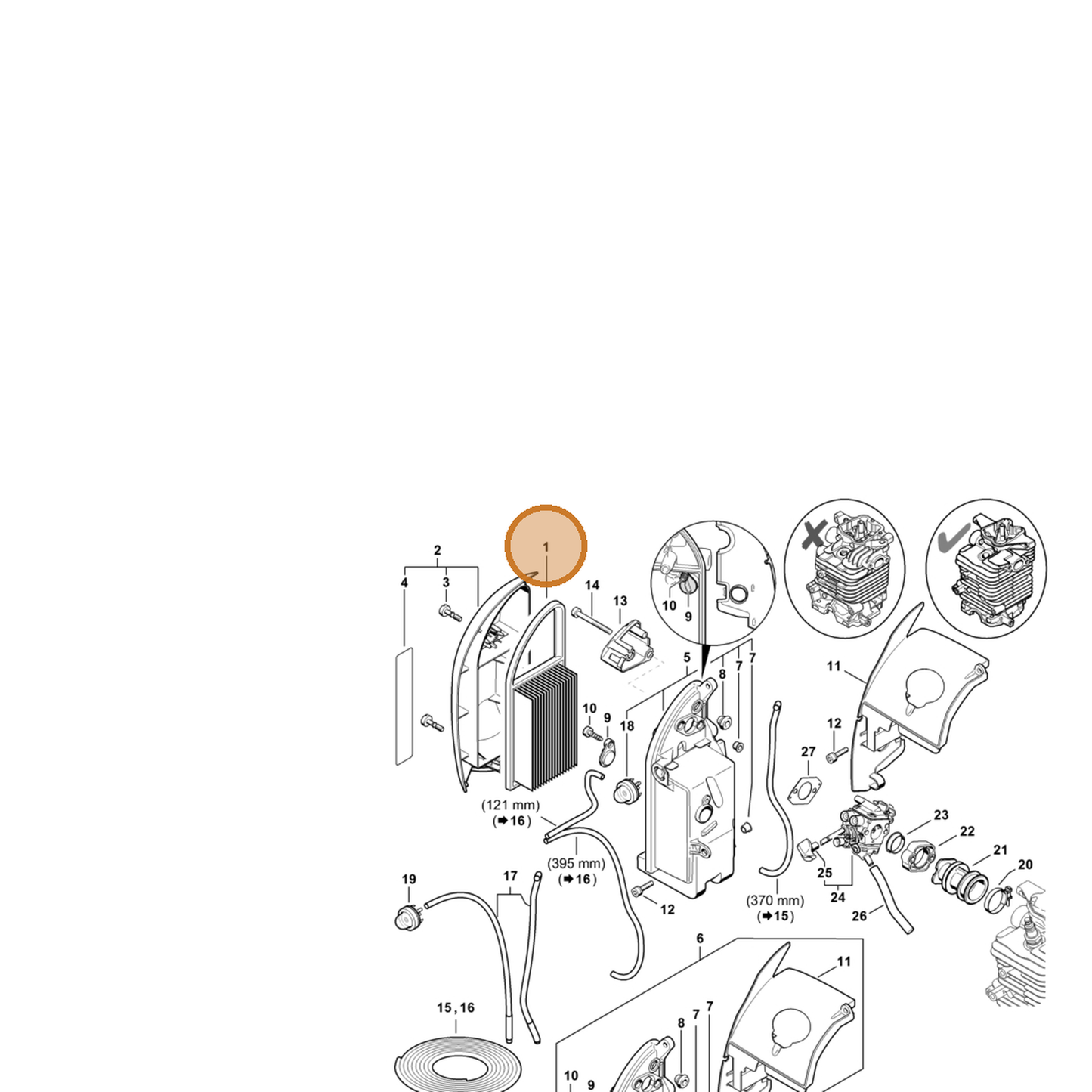 STIHL part 4282-141-0300 — IPL diagram snippet (6x zoom, amber highlight)