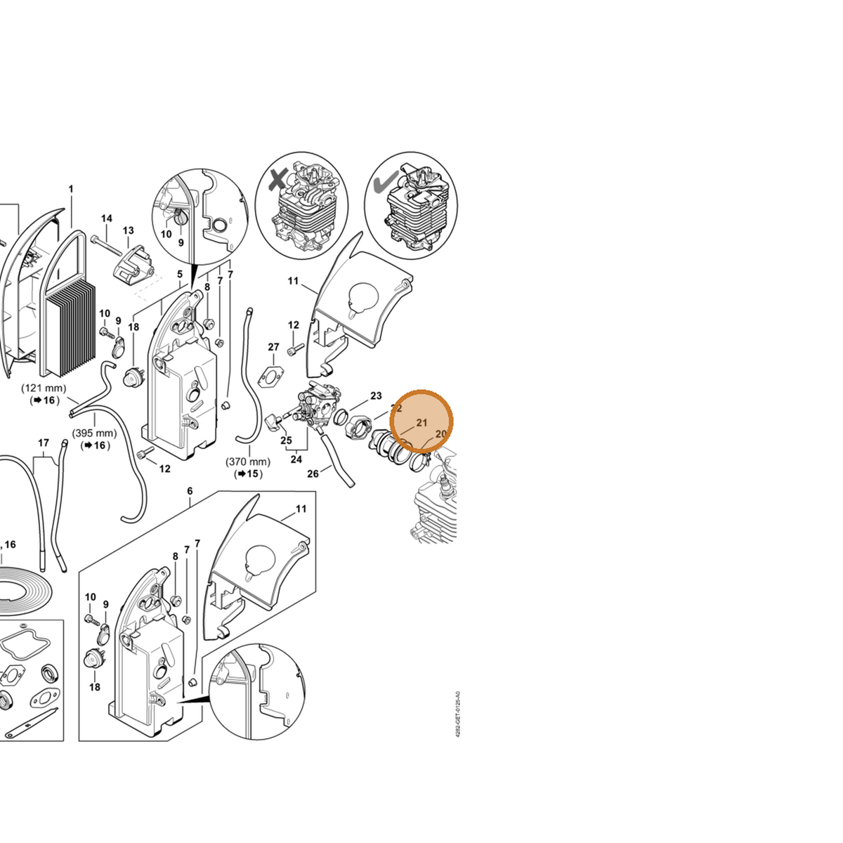 STIHL part 4282-141-2200 — IPL diagram snippet (6x zoom, amber highlight)