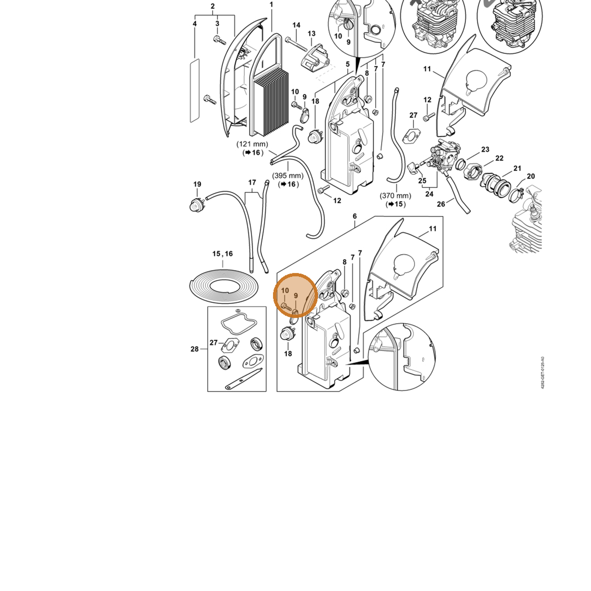 STIHL part 4282-141-2900 — IPL diagram snippet (6x zoom, amber highlight)