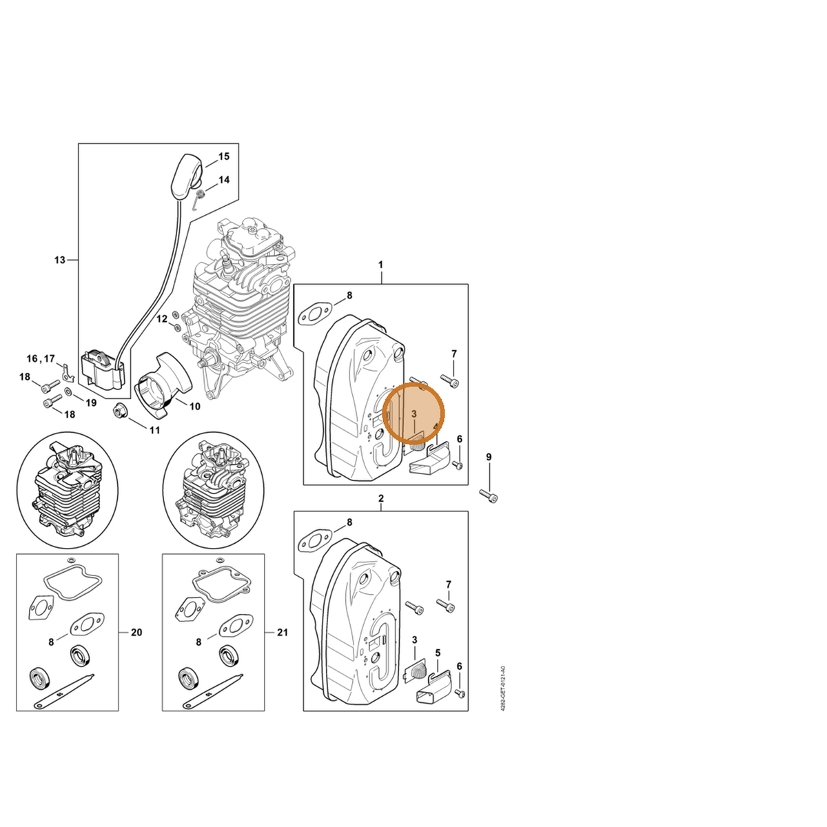 STIHL part 4282-141-9000 — IPL diagram snippet (6x zoom, amber highlight)