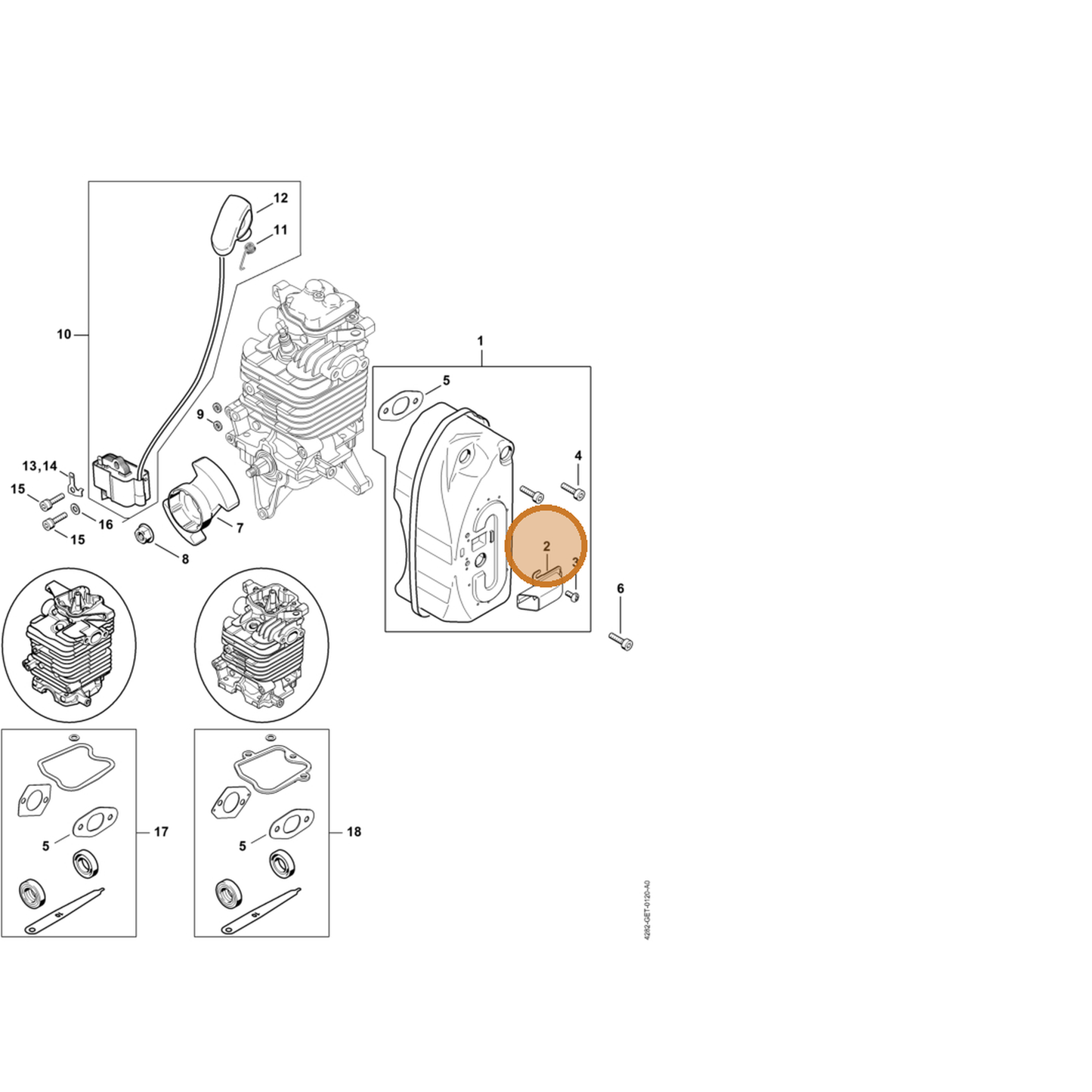 STIHL part 4282-145-8100 — IPL diagram snippet (6x zoom, amber highlight)