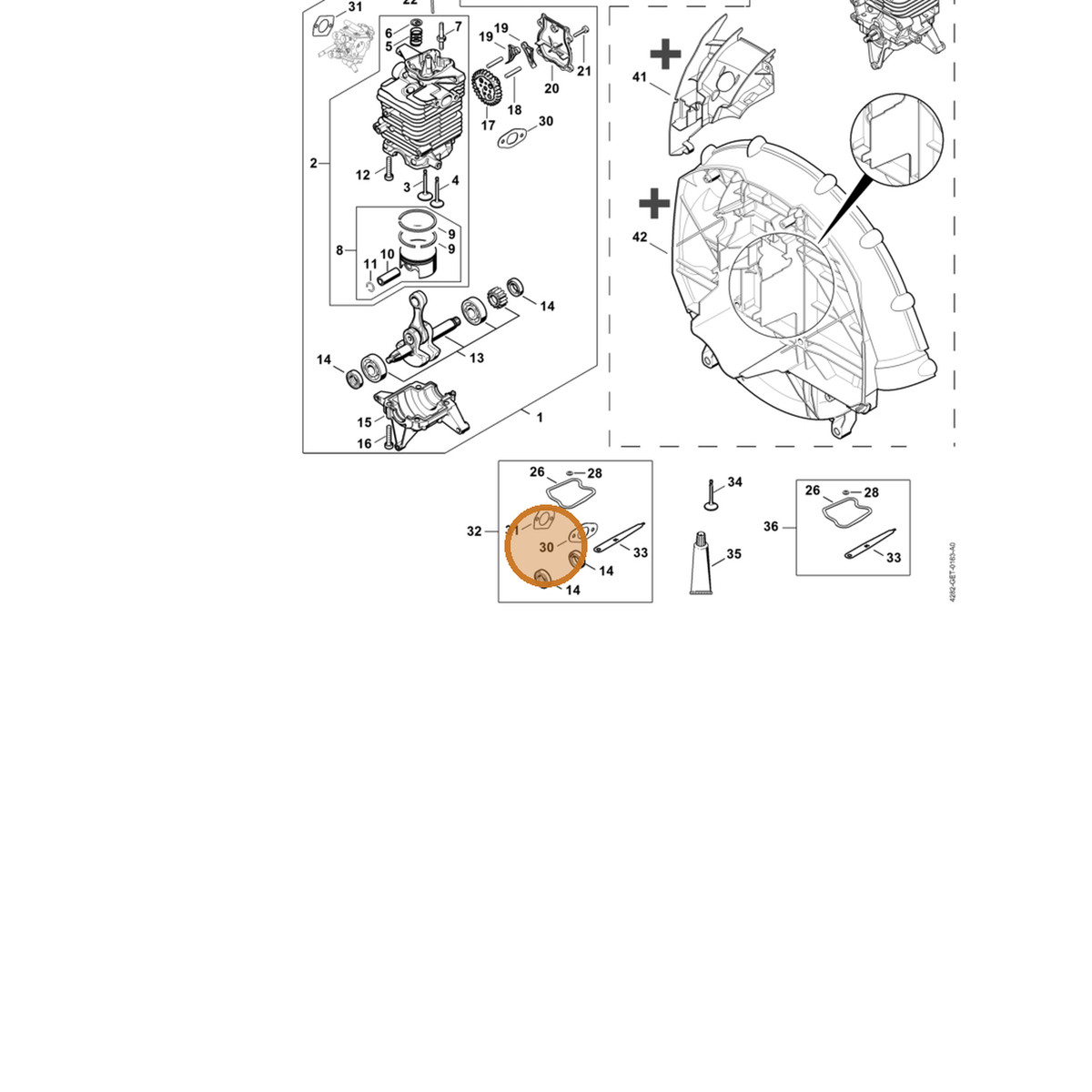 STIHL part 4282-149-0600 — IPL diagram snippet (6x zoom, amber highlight)