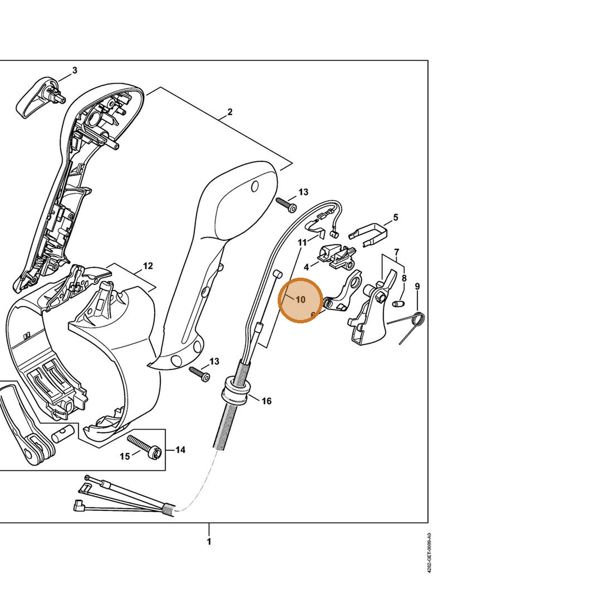 STIHL part 4282-180-1107 — IPL diagram snippet (6x zoom, amber highlight)