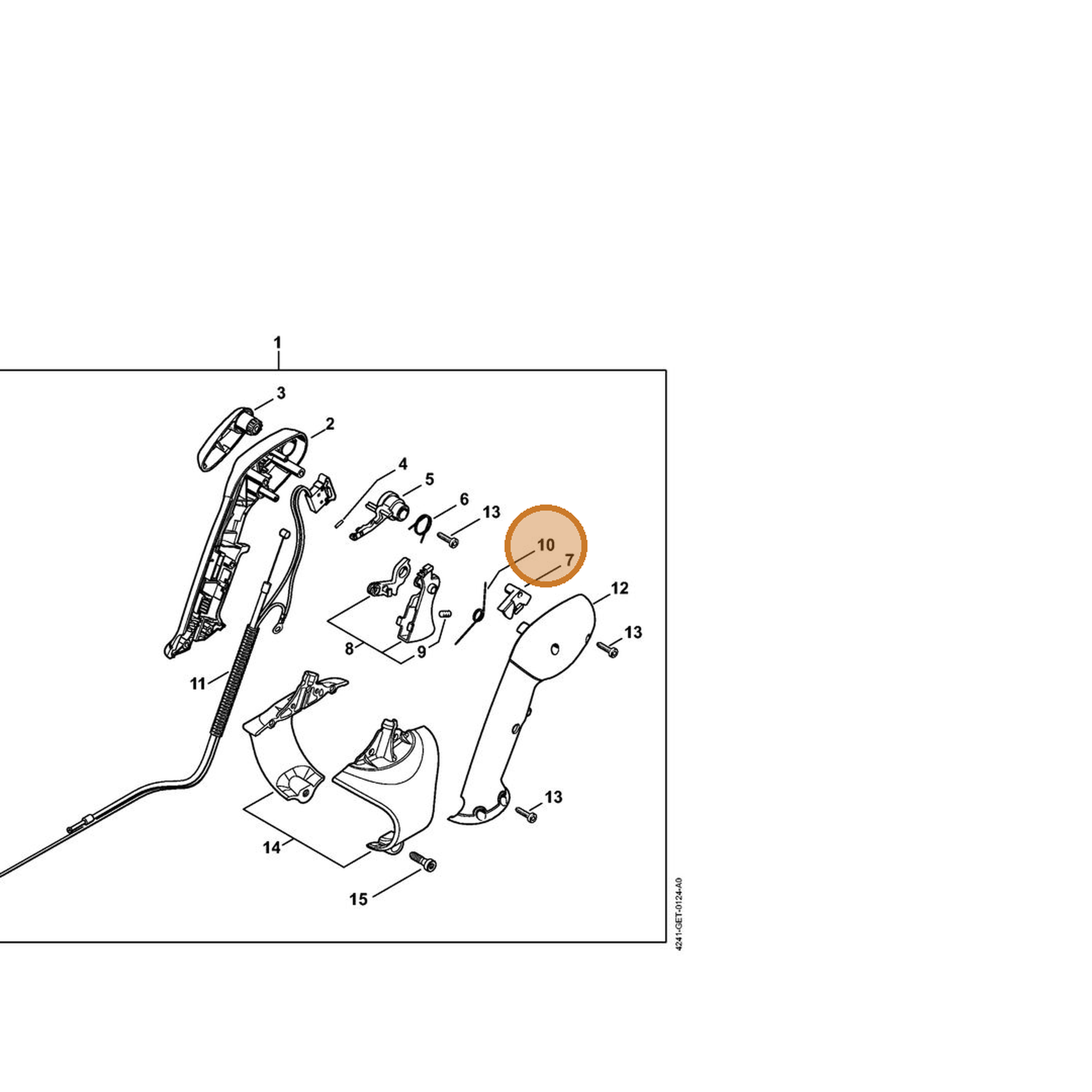 STIHL part 4282-182-4500 — IPL diagram snippet (6x zoom, amber highlight)