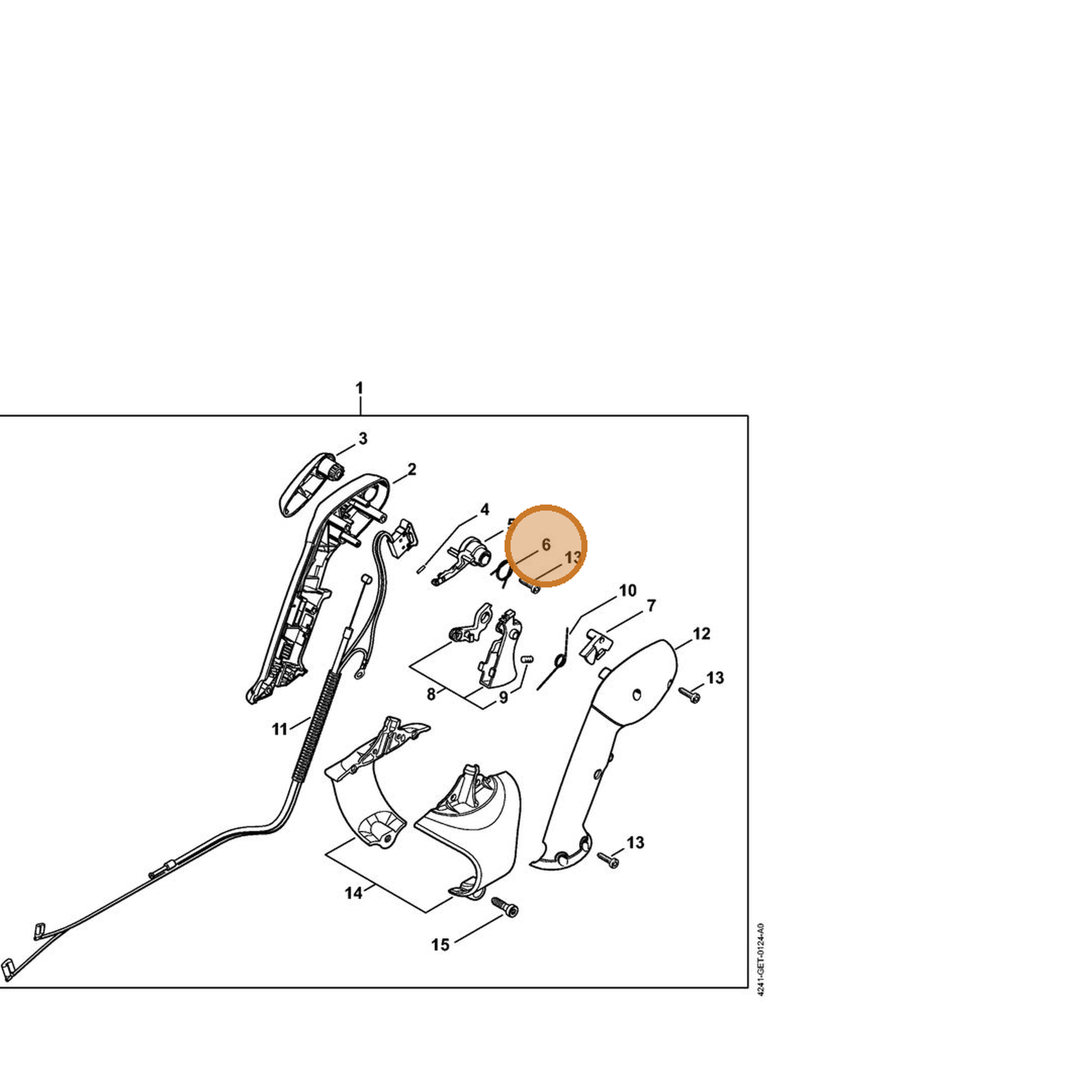 STIHL part 4282-182-4520 — IPL diagram snippet (6x zoom, amber highlight)