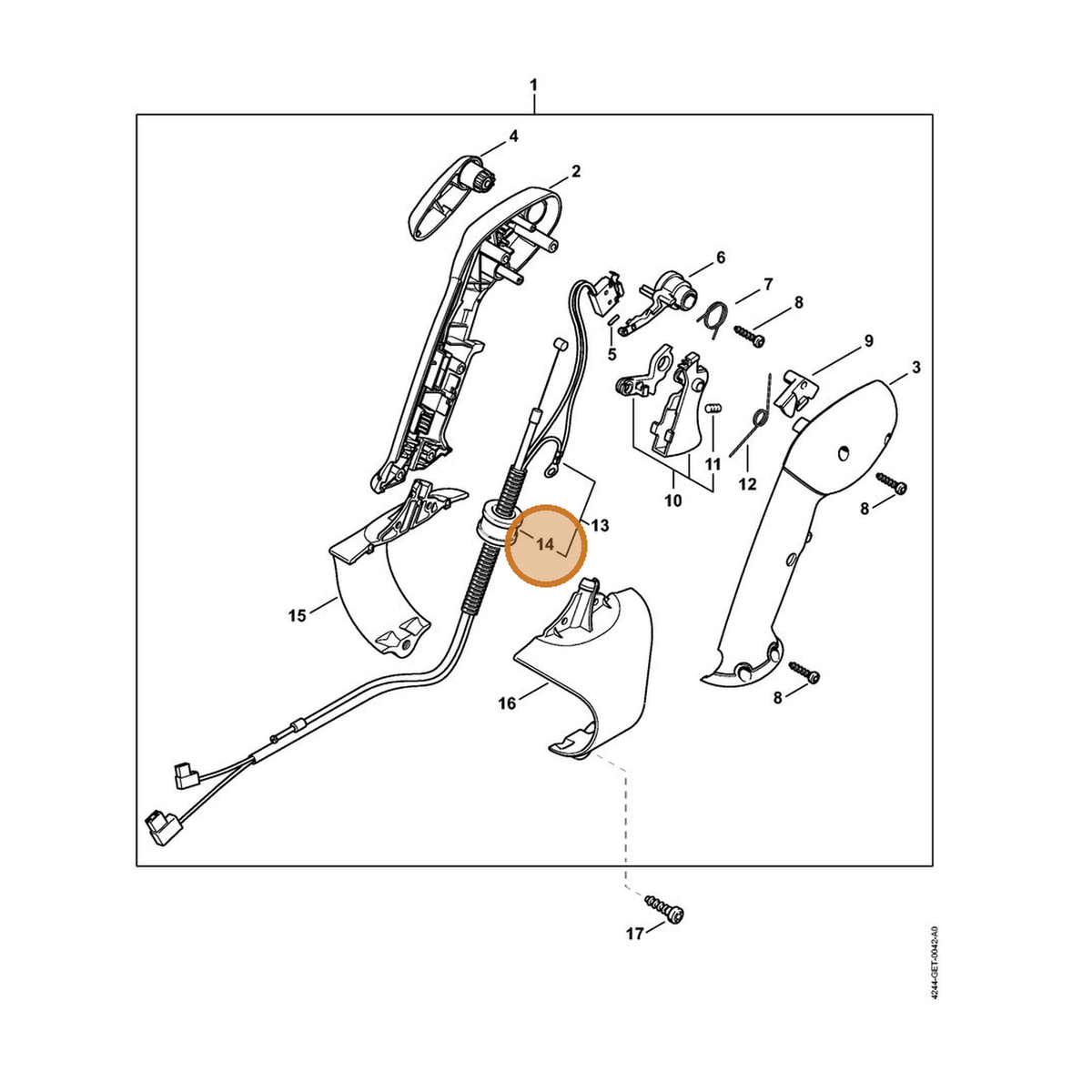 STIHL part 4282-182-7802 — IPL diagram snippet (6x zoom, amber highlight)