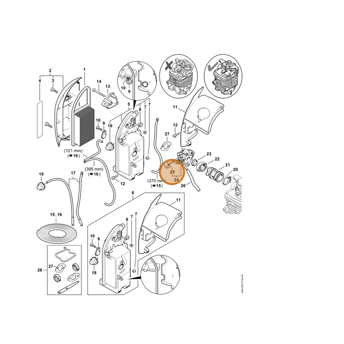 STIHL part 4282-182-9500 — IPL diagram snippet (6x zoom, amber highlight)