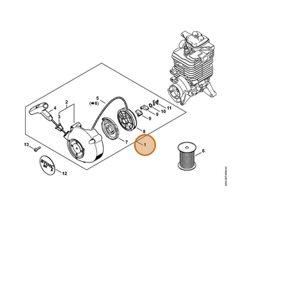 STIHL part 4282-190-0303 — IPL diagram snippet (6x zoom, amber highlight)