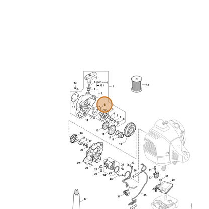 STIHL part 4282-190-0600 — IPL diagram snippet (6x zoom, amber highlight)