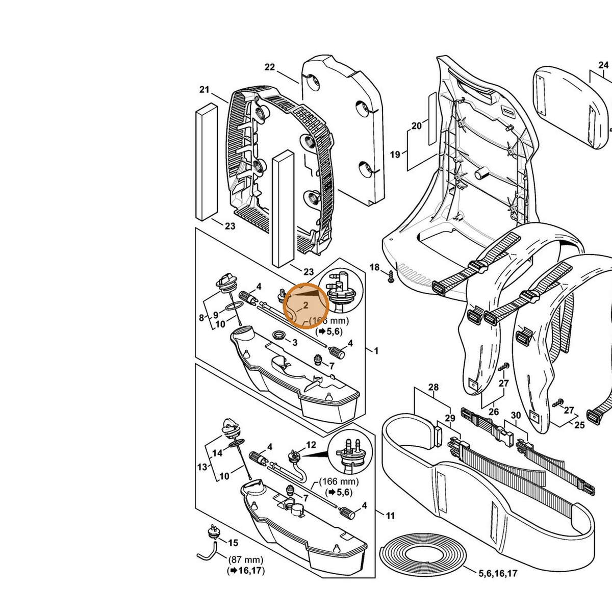 STIHL part 4282-350-1402 — IPL diagram snippet (6x zoom, amber highlight)