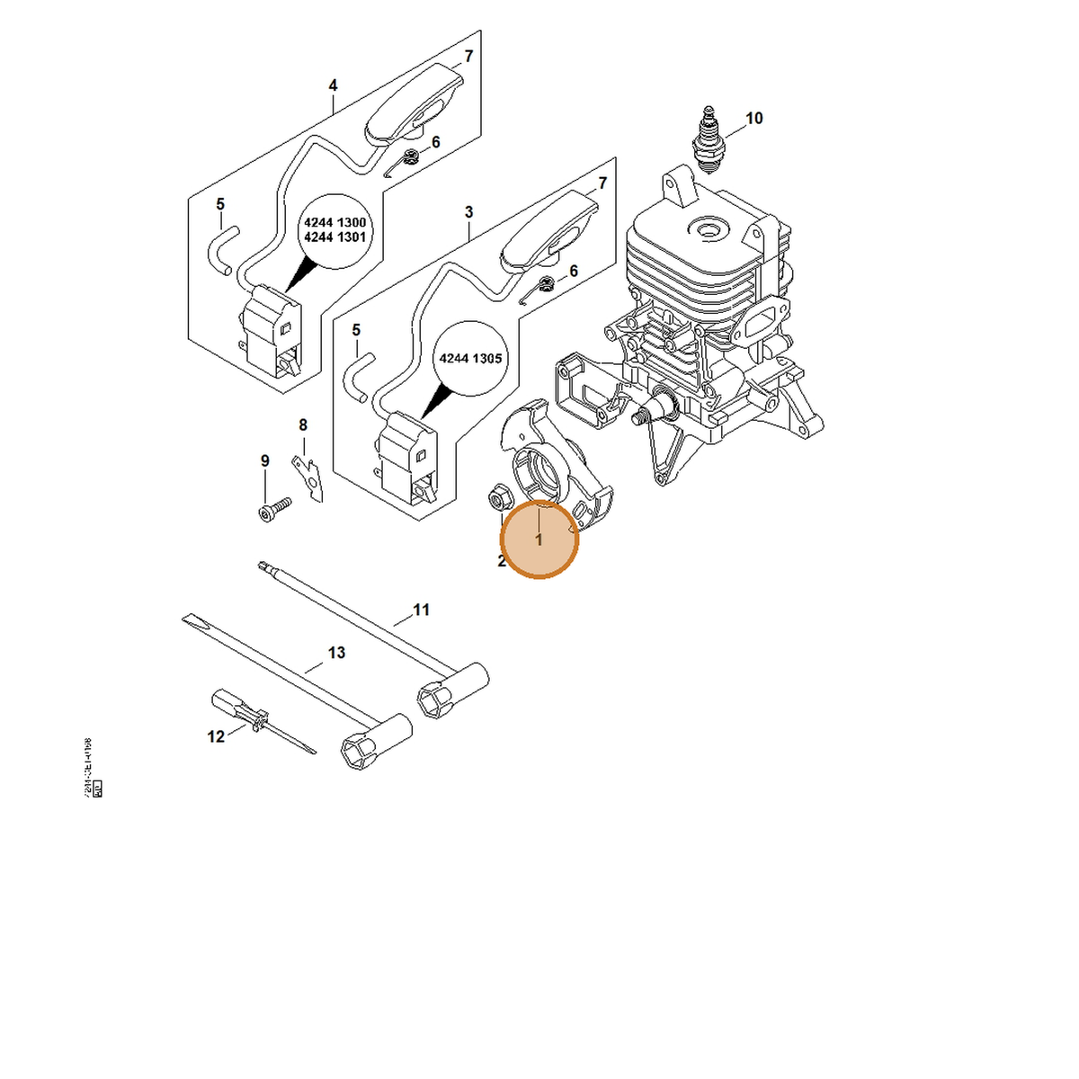 STIHL part 4282-400-1200 — IPL diagram snippet (6x zoom, amber highlight)