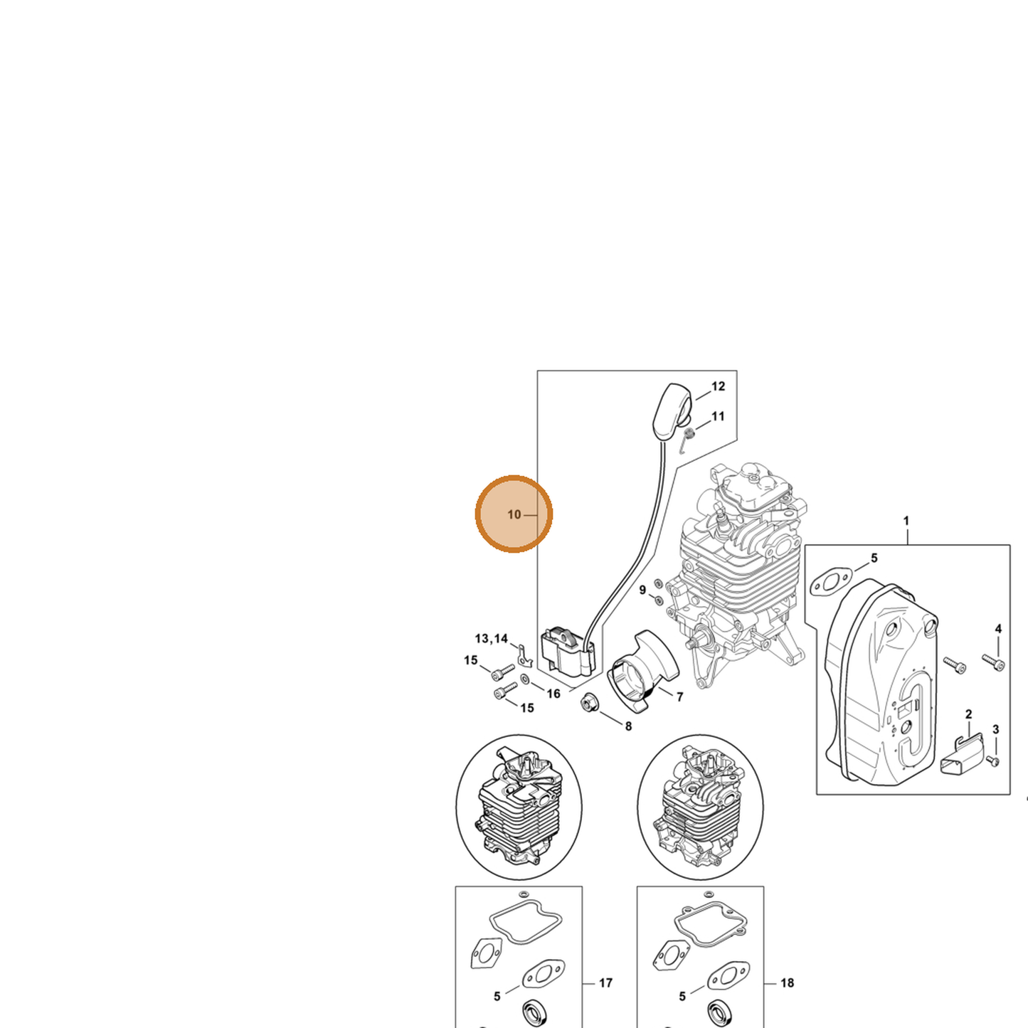 STIHL part 4282-400-1308 — IPL diagram snippet (6x zoom, amber highlight)