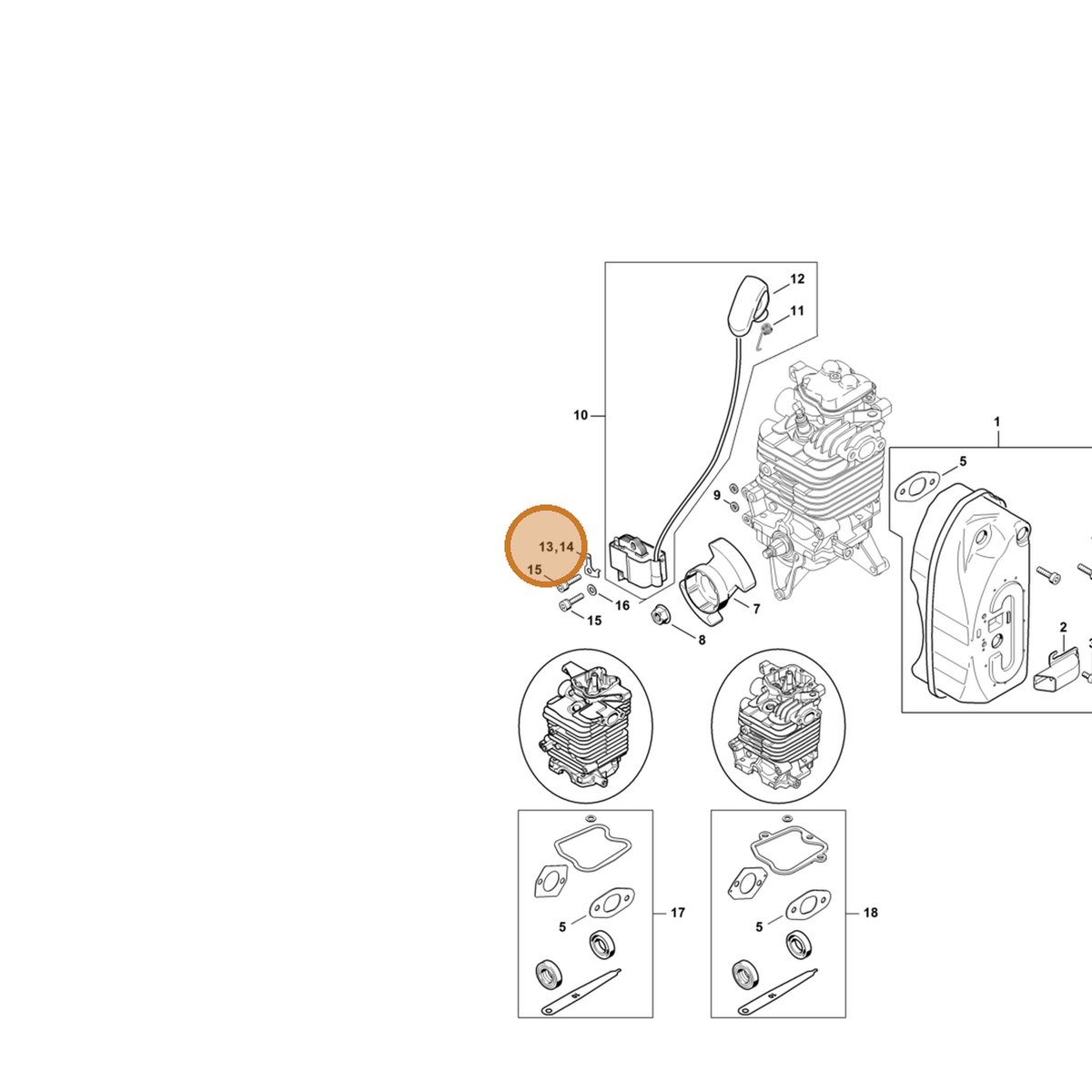 STIHL part 4282-431-2101 — IPL diagram snippet (6x zoom, amber highlight)