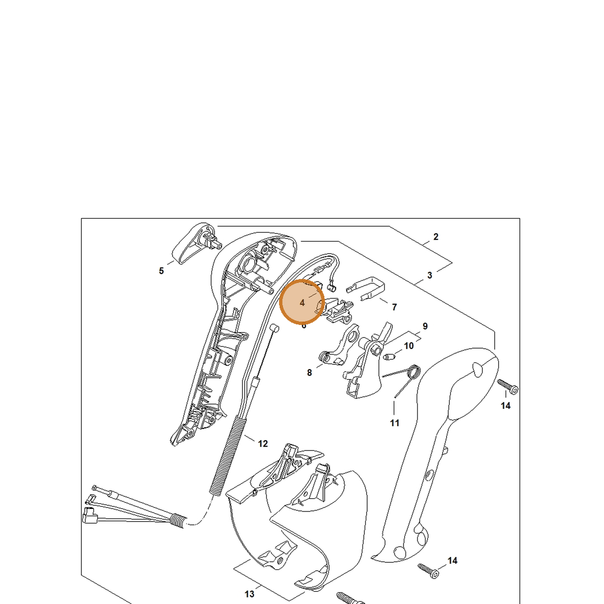 STIHL part 4282-442-1603 — IPL diagram snippet (6x zoom, amber highlight)