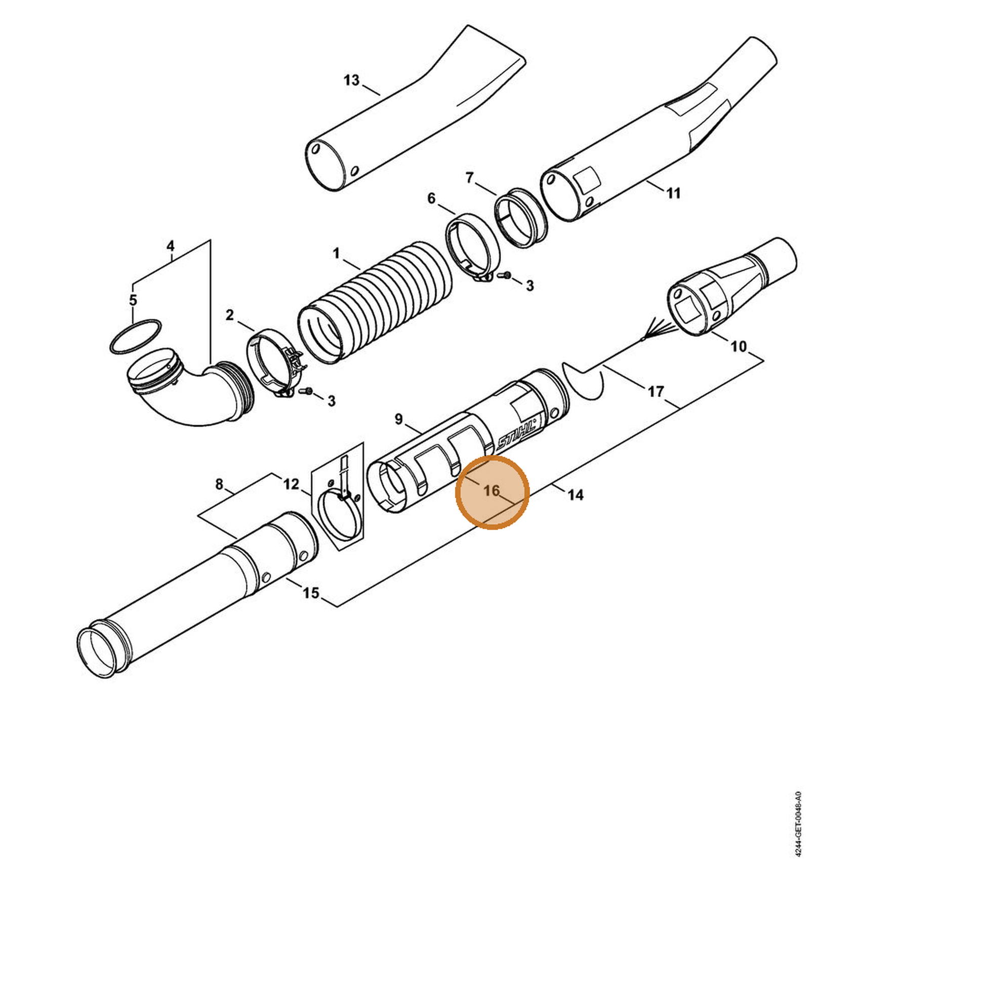 STIHL part 4282-700-1801 — IPL diagram snippet (6x zoom, amber highlight)