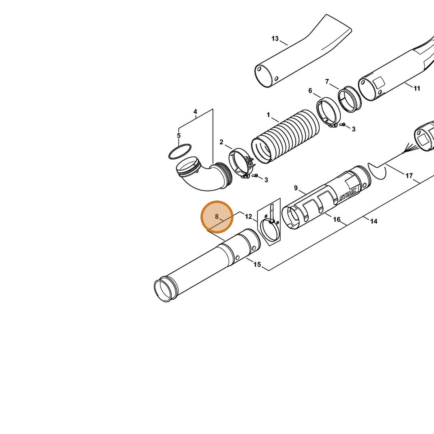 STIHL part 4282-700-1809 — IPL diagram snippet (6x zoom, amber highlight)