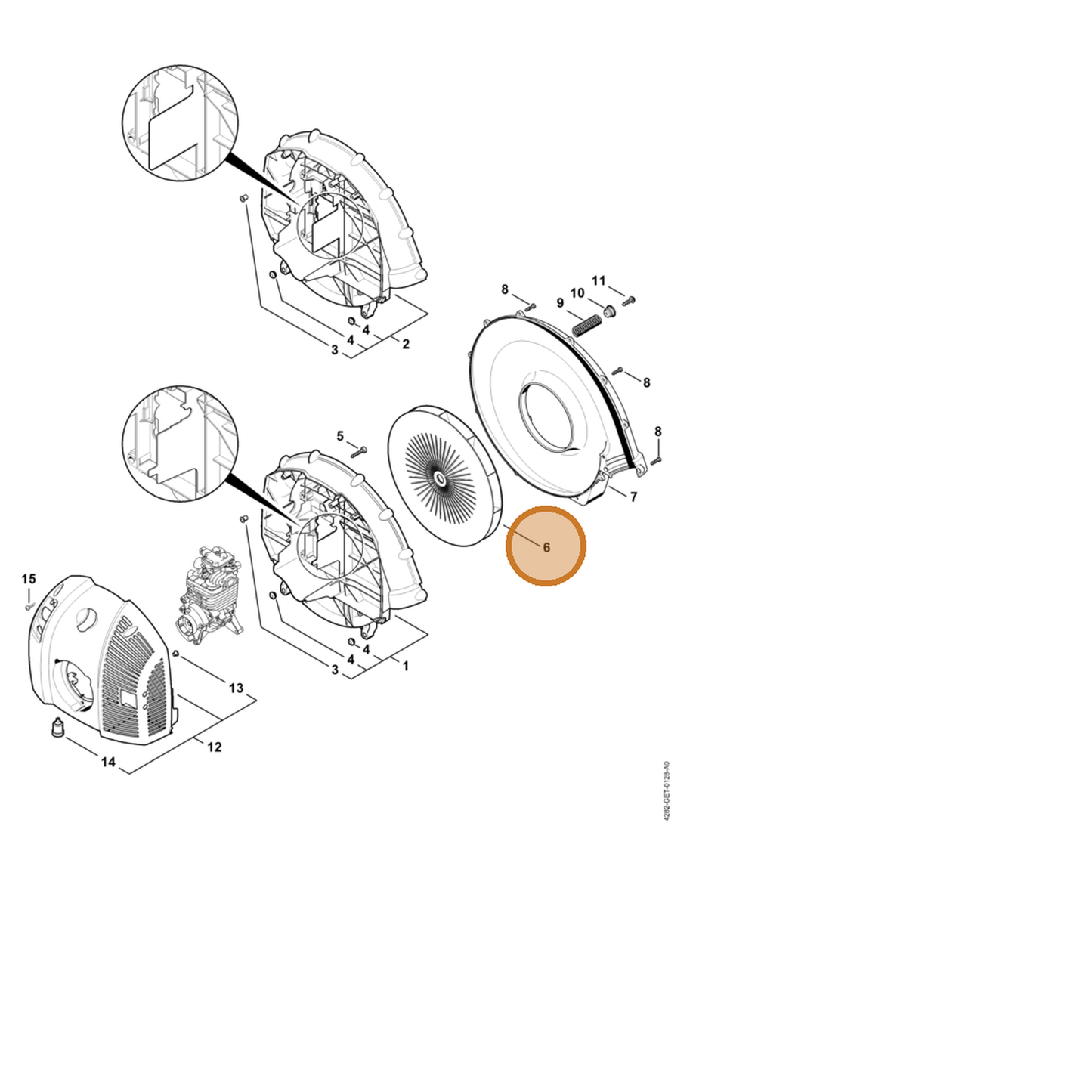 STIHL part 4282-700-3405 — IPL diagram snippet (6x zoom, amber highlight)