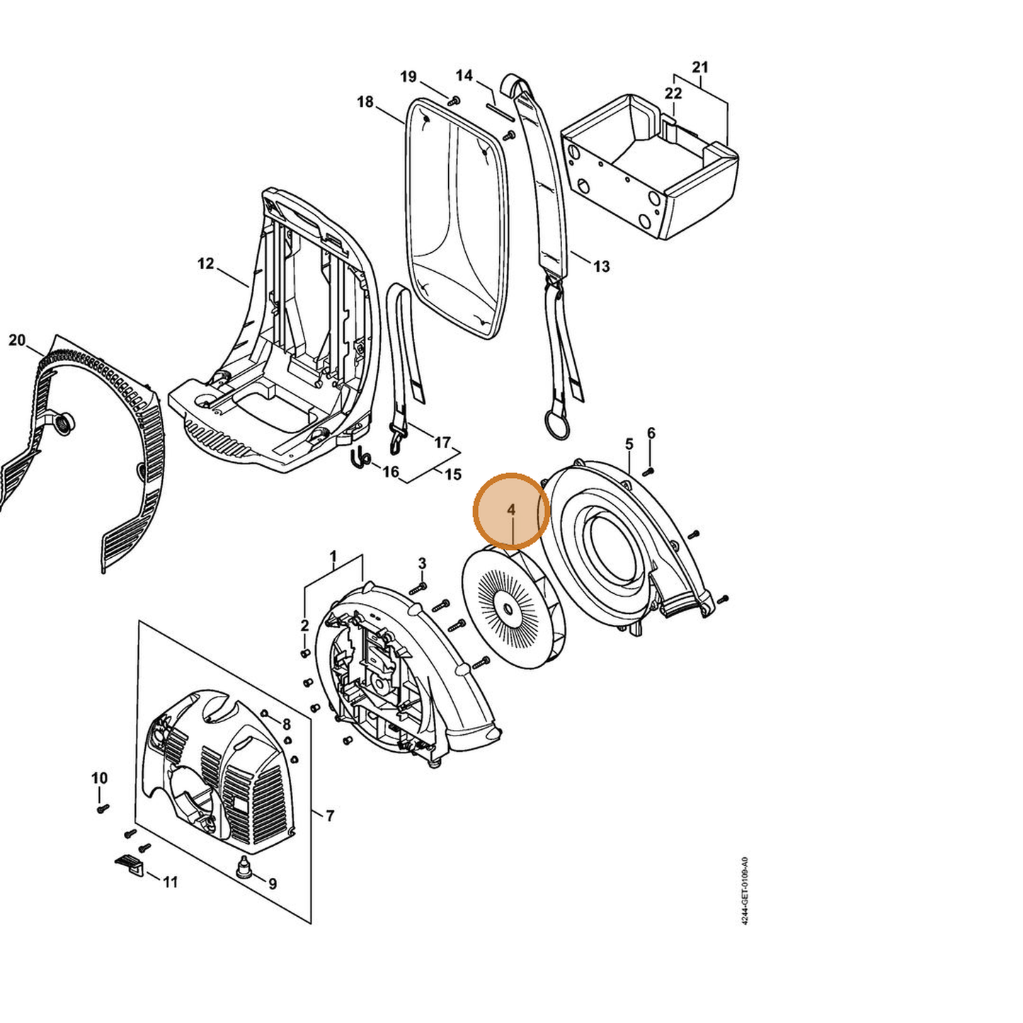 STIHL part 4282-700-3406 — IPL diagram snippet (6x zoom, amber highlight)