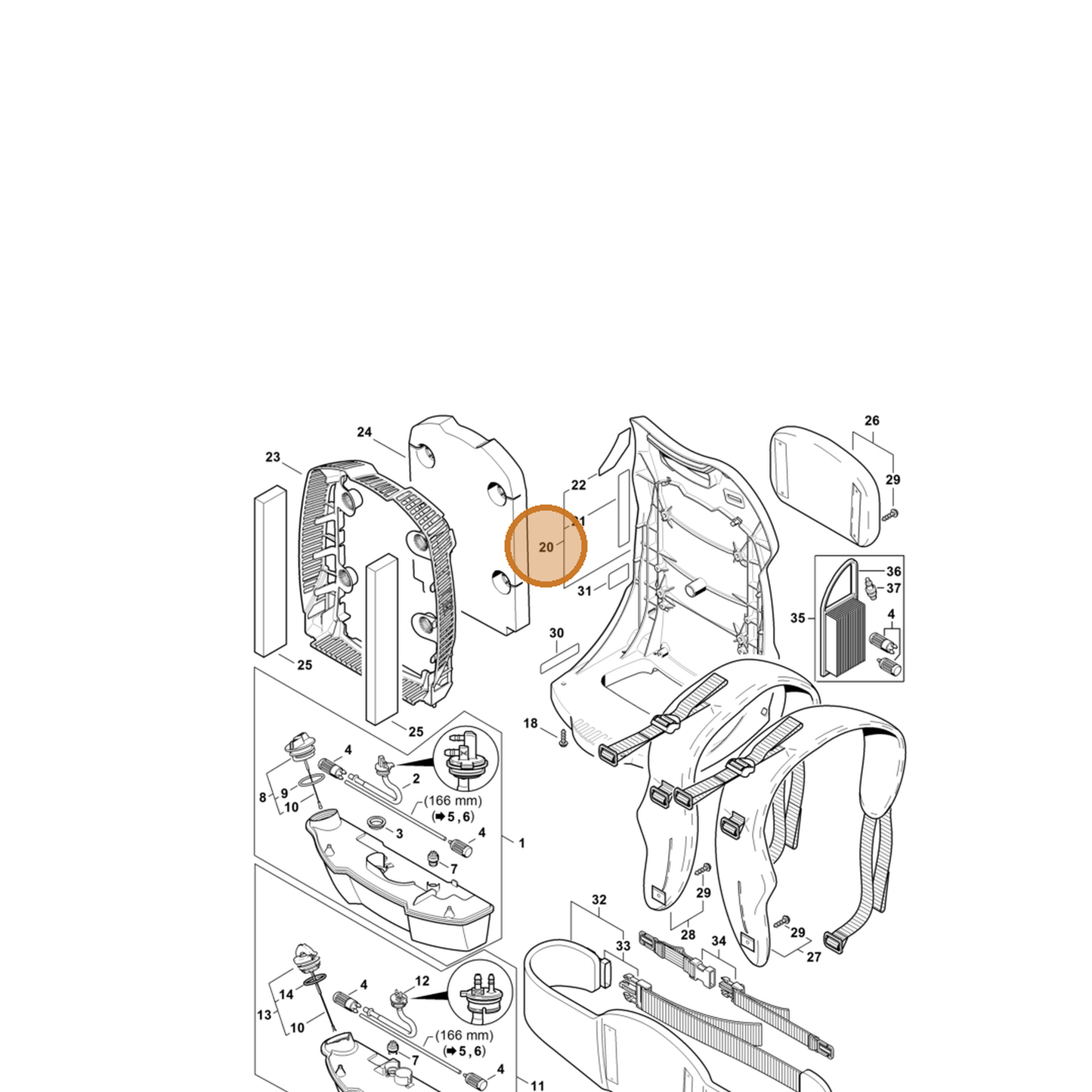 STIHL part 4282-700-3806 — IPL diagram snippet (6x zoom, amber highlight)