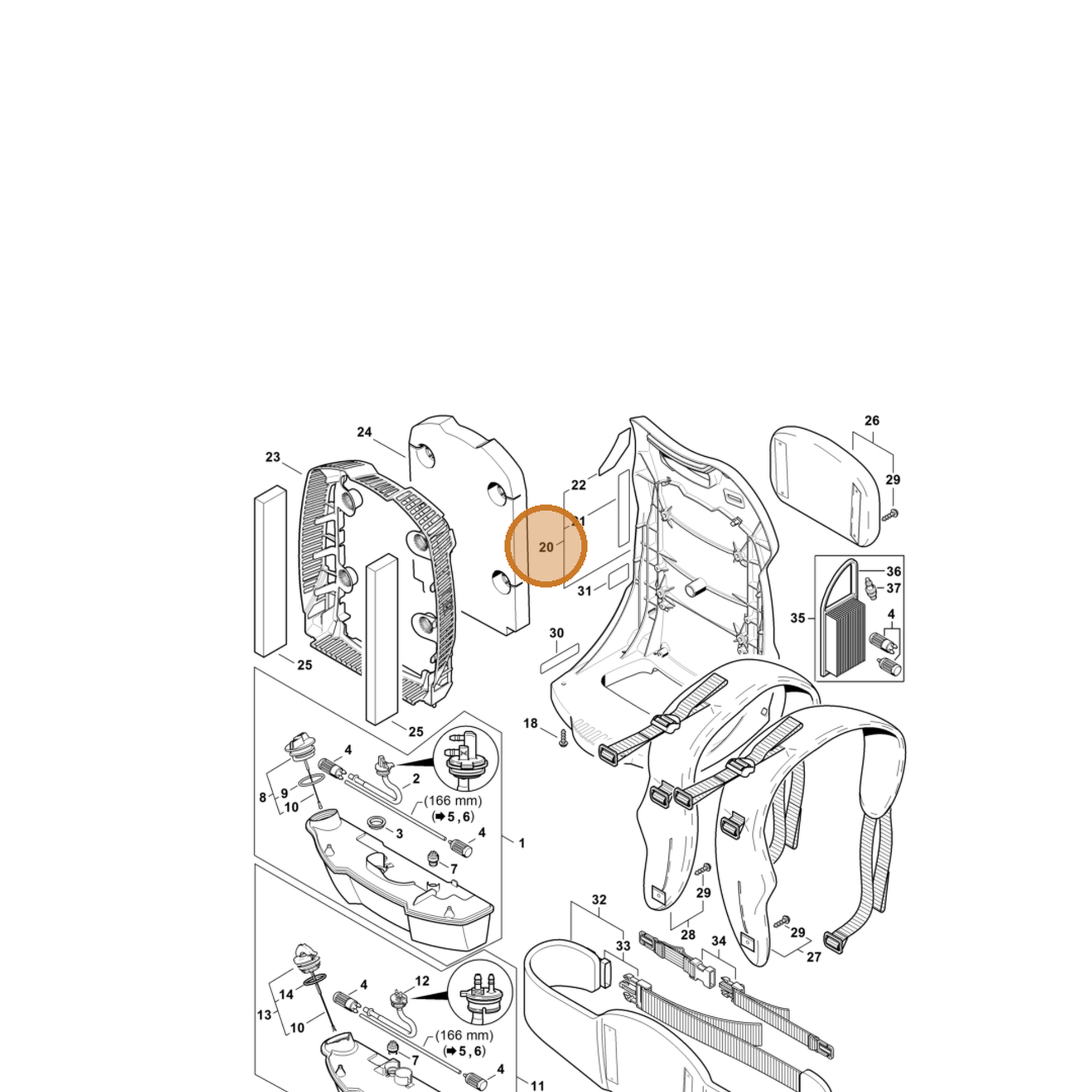 STIHL part 4282-700-3806 — IPL diagram snippet (6x zoom, amber highlight)