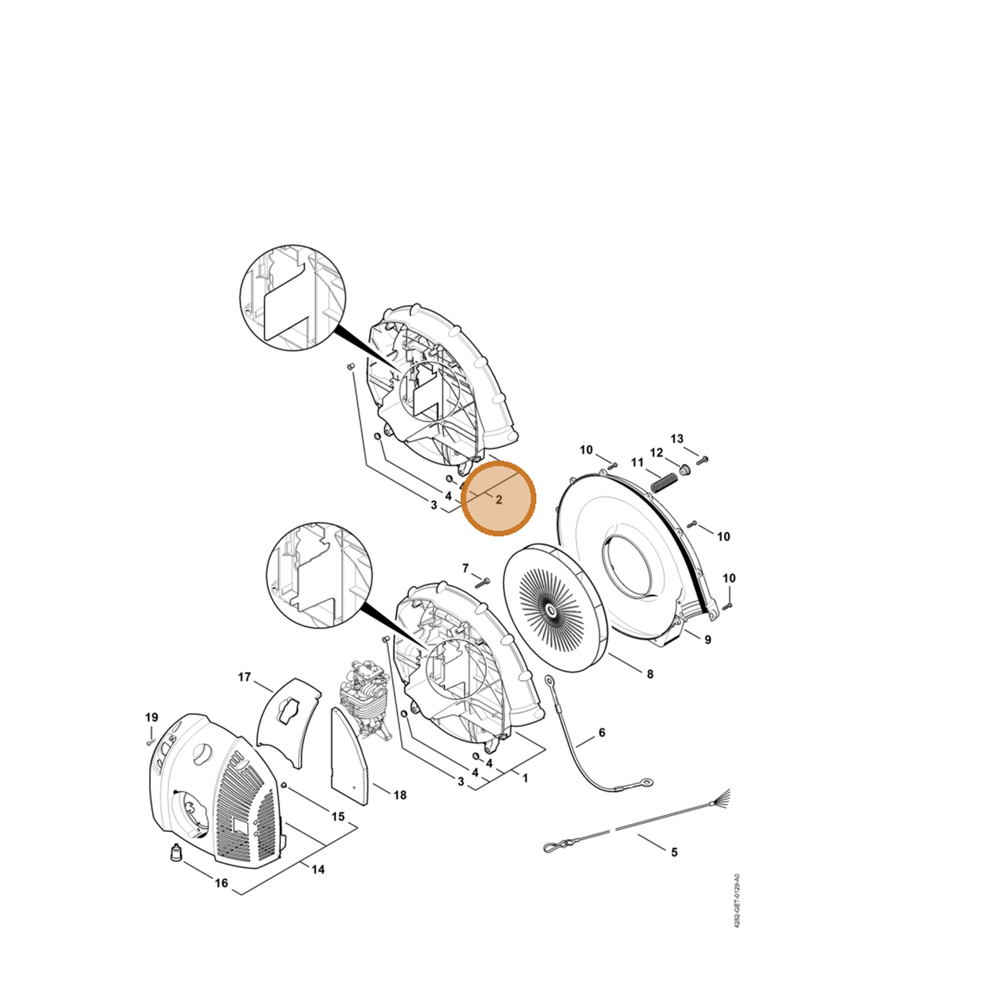 STIHL part 4282-700-4102 — IPL diagram snippet (6x zoom, amber highlight)