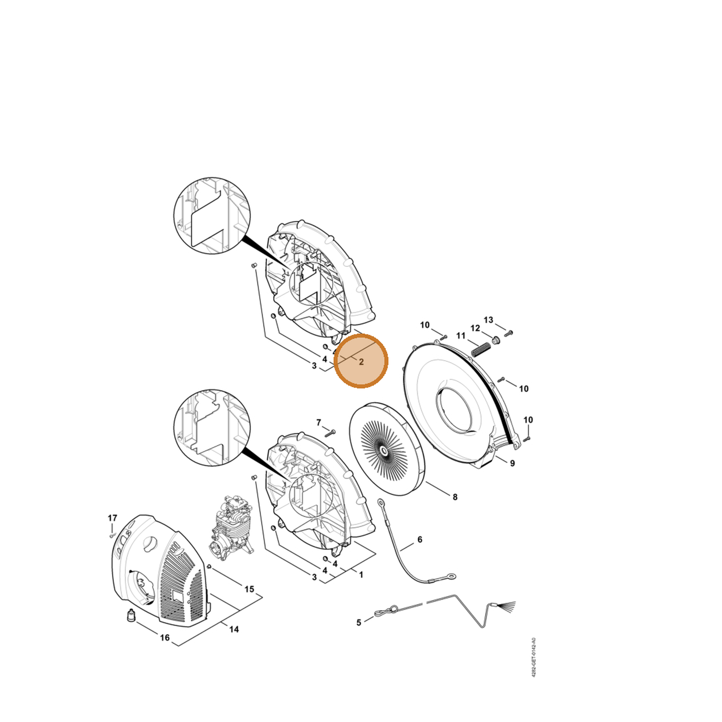 STIHL part 4282-700-4106 — IPL diagram snippet (6x zoom, amber highlight)